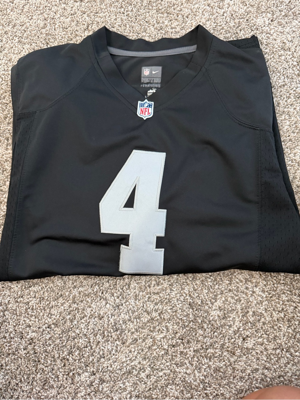 NFL Black Jersey with Large Silver '4'